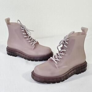 Melissa Coturno Jelly Pink Vegan Combat Rain Muck Boots Women's Size 6